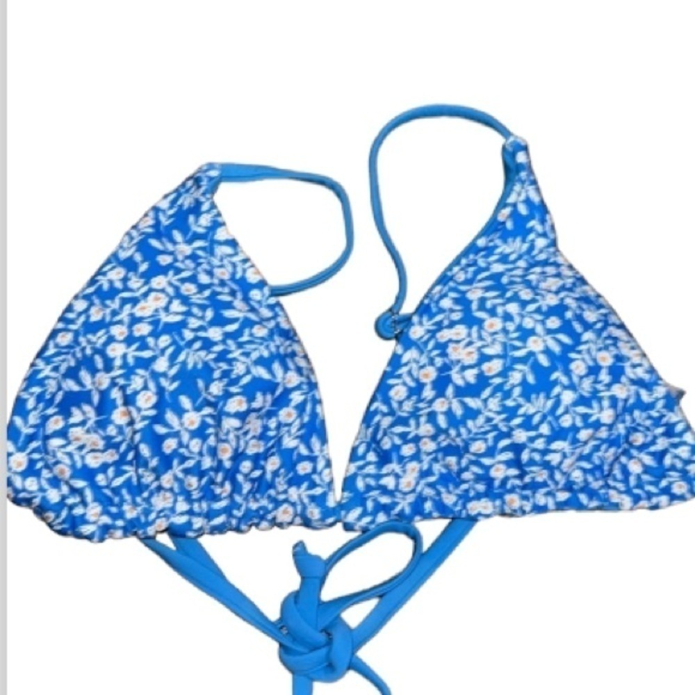 Zaful bikini top floral blue Size‎ 4 light padding triangle top tie back